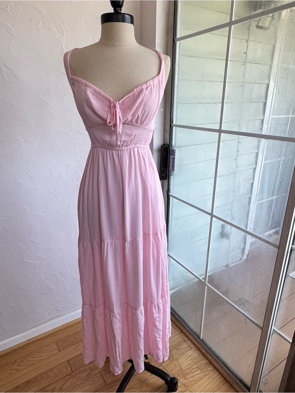 Y2K Blashe Pink Tiered Maxi Dress Cottagecore Fairy Romantic Size L